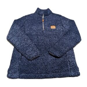 Shelly Cove Save Turtles Navy Sherpa Fleece 1/4 Zip Pullover Women's Small